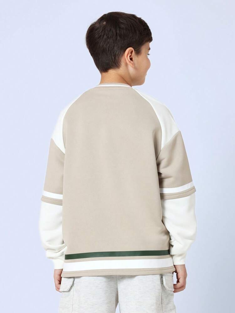 Tween Boys Varsity Numbers Colorblock Long Sleeve Pullover Sweatshirt