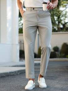 Manfinity Bizformal Pantalón de traje casual minimalista y liso para hombres, para uso diario