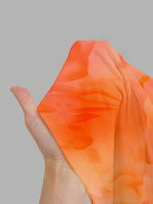 SHEIN EZwear Casual Minimalist Vacation Orange Ombre Floral Allover Print Bandeau Bodycon Summer Beach Dress Suitable For Going Out Chic Dress - White - View 7