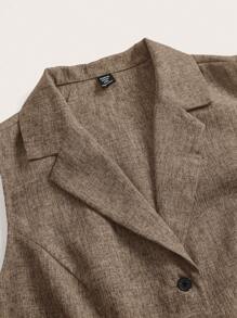 Vintamour 复古 2 件套优雅大码女式两件套，修身背心和喇叭裙，秋冬装感恩节大码女装新年商务休闲女装工作服大码女装大码女装白色优雅端庄大码女装外出装办公室端庄情人节母亲节服装夏季两件套女士节日服装女士教师服装 - 棕色 - 查看 4