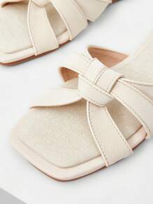 MOTF PREMIUM SQUARE TOE SIMPLE COMFORTABLE FLAT SANDALS FOR CHRISTMAS - Beige - View 6