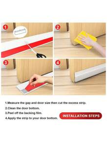 1m 3-Hole Self-Adhesive Door Bottom Seal Strip For Bedroom Door, Dustproof, Soundproof, Windproof, Suitable For Doors And Windows - Brown - View 4