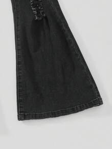 SHEIN Jeans évasés urbains bohèmes Y2K avec fermeture à boutons et chic, pour préadolescentes