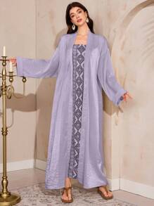 Al Najma 2pcs Conservative Long Length Set Two Pieces Outfits For Women - Purple - View 3