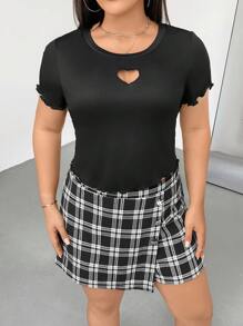 SHEIN Essnce Plus Size Women's Suit, Black Suit, Women's Culottes 2 Pieces Summer Dress, Summer Outfits For Women Graphic Tees Women, 2 Pieces Sets Woman Cute Tops Skorts For Women Vacation Two Pieces Set Going Out Outfits Rave Outfit