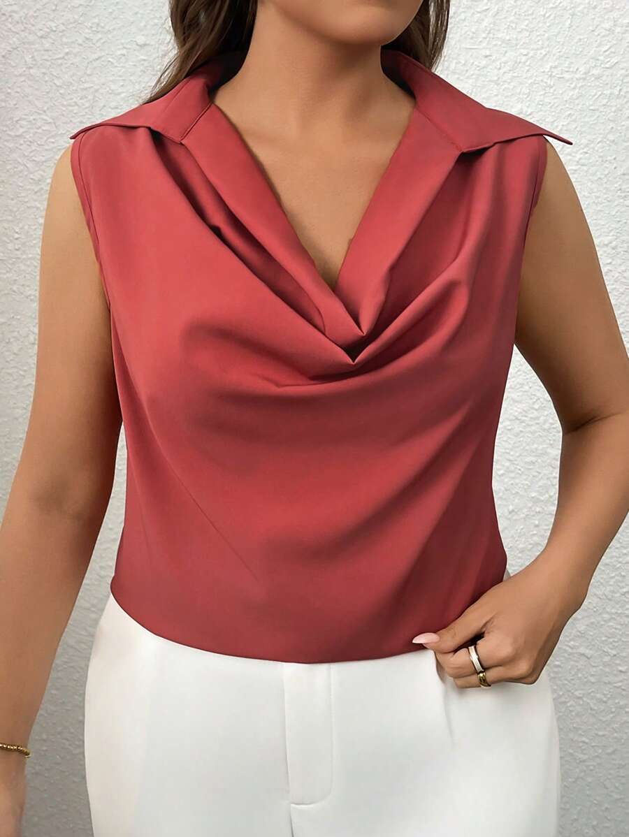 Celure قميص بلوزة فضفاضة أكمام بلا أكمام كاجوال بتصميم عتيق حديث