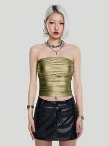 Coolane 女士纯色抹胸上衣，简约时尚，适合夏季