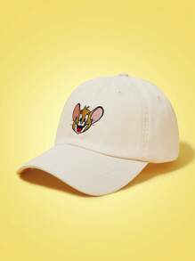 TOM & JERRY X SHEIN Cartoon Mouse Embroidered Casual Baseball Cap - Beige - View 2