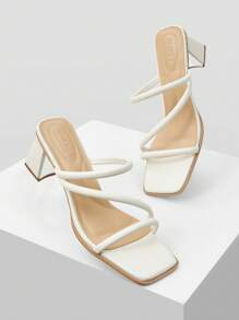MOTF PREMIUM SQUARE TOE THICK ONE-STRAP HEEL SANDALS - Apricot - View 9