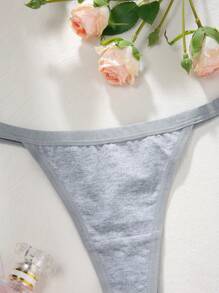 SHEIN 4pcs Seamless Plain G-Strings, Minimalist And Fashionable, Suitable For Summer - Multicolor - View 4