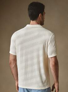 Manfinity VCAY 男士修身针织翻领休闲 Polo 衫，适合夏季 - 杏色 - 查看 6