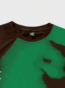 PAVTROS Manfinity Streetrush 男士圆领短袖图案印花简约 T 恤，休闲日常装，男士宽松插肩袖印花 T 恤，图案 T 恤，白色 T 恤，白色男士 T 恤，图案男士 T 恤，超大 T 恤，男友礼物 - 咖啡棕 - 查看 5