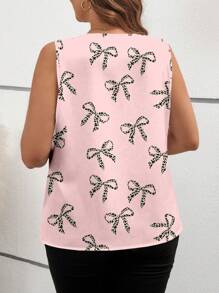 SHEIN Clasi 大码夏季休闲蝴蝶结豹纹 V 领衬衫 - 彩色 - 查看 2
