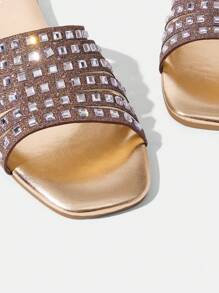 CUCCOO TILAWA Women's Flat Rhinestone Decorated Casual Slippers - Rose Gold - View 7