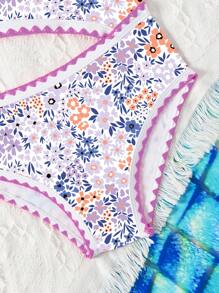 Traje de baño una pieza con estampado floral ditsy lindo para niñas jóvenes