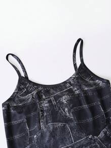 SHEIN EZwear Women's Off Shoulder Camisole Printed Slim Fit Hot Girl Top