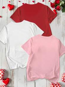 SHEIN GraphicGems 3 Áo thun tay ngắn họa tiết da báo in hình trái tim cho bé gái - Nhiều màu - Xem 2