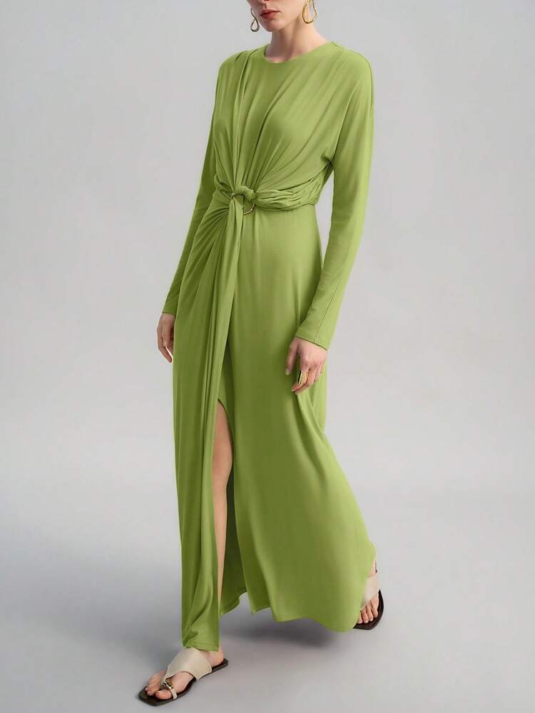 2025 Women Elegant Solid Color Split Dress