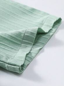 Manfinity Homme Men's Casual Solid Color Textured Short Sleeve Shirt - Green - View 5