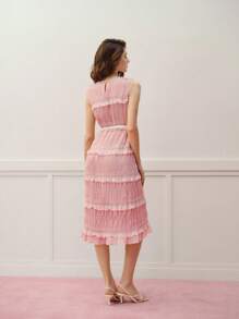 MOTF PREMIUM TIERED LAYER A LINE DRESS - Apricot - View 4
