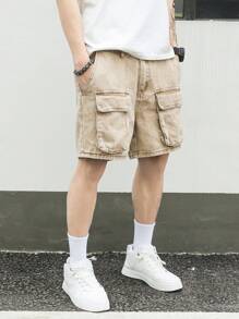 Manfinity LEGND Pantalones cortos vaqueros holgados y casuales de carga para hombres
