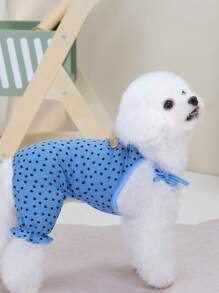 PETSIN Blue Casual Sports Style DADAGOU Stars Pattern Breathable Fabric Lightweight Summer Pet Traction Jumpsuit