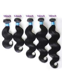 Glossy Hair 1Pc Body Wave Human Hair Bundles Unprocessed Human Hair Curly Human Hair Weave Double Weft Hair Extension Natural Black Color For Women