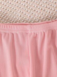 2 件装女婴纯色浅紫色罗纹盖袖上衣和长裤家居服套装 - 粉色 - 查看 4