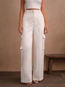 Savoree 优雅、休闲、节日、商务休闲女士优质优质美国复古直筒休闲工装裤，春夏