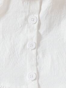 SHEIN Leap Crew 2pcs/Set Young Girl Casual Collared Sleeveless Ruffled Shirt And Pants Suit