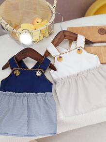 PETSIN Blue Cute & Elegant Button Design Light Breathable Summer Sleeveless Vest Dress, European And American Hot For Pet Dogs - Blue - View 7