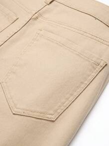 Chillumni Plus Size Men's Casual Plain Color Slim Fit Denim Jeans - Apricot - View 6