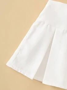 SHEIN 2pcs Baby Girls Korean Casual Cute Multi-Piece Set Pleated Skirt, Summer - Multicolor - View 5