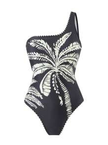 Swim Oasis Set da 2 pezzi 2025 Nuovo costume da bagno aderente da donna con stampa di palme e gonna da spiaggia, costume intero casual adatto per vacanze
