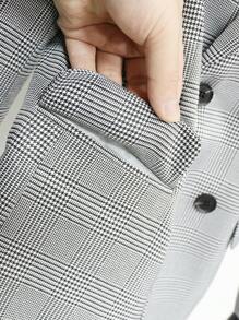 SHEIN 4pcs/Set Tween Boys Suit Set - Gray Plaid Blazer + Double-Breasted Vest + Matching Pants + Bowtie, For Wedding Parties, Everyday Wear, Banquet