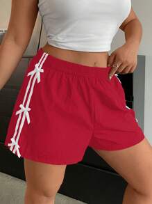 POPSWAY Plus Size Women Casual Summer Shorts - Red - View 5