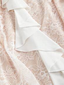 SHEIN MOD Plus Size Lace Patchwork Camisole With Bowknot Waist Band Flare Maxi Dress,Summer Outfits For Women ,Beach Outfits For Woman,Festival Outfits For Women,Beach Vacation Outfits