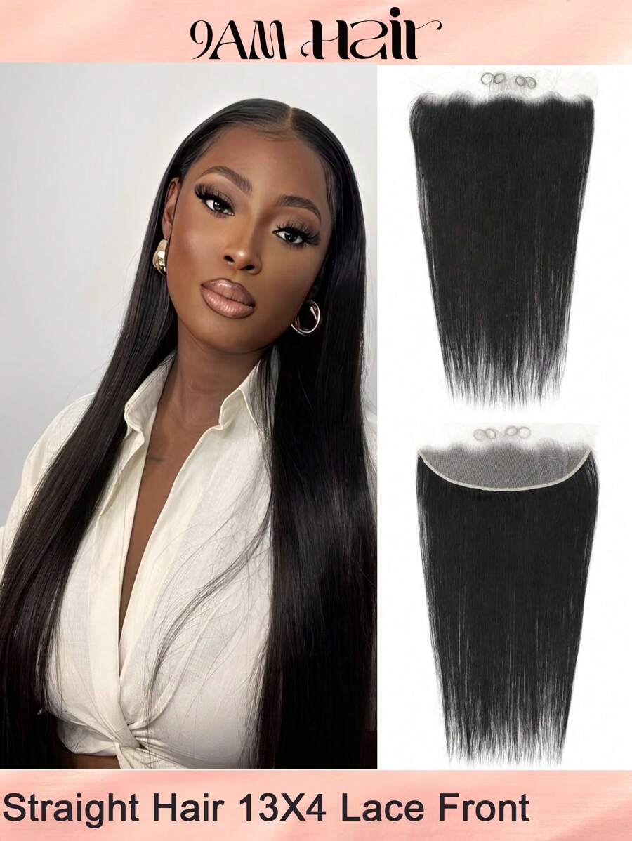 13x4 Închidere frontală cu dantelă Păr drept Partea liberă Dantela transparentă Linie de păr presmulsă Păr uman Închidere frontală cu dantelă Culoare neagră naturală - Snatural - Vizualizare 1