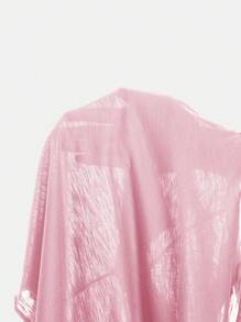 SHEIN Essnce 大码女式春夏时尚休闲舒适宽松日常粉色露背短袖 T 恤，外出上衣、Y2k、音乐会、露背上衣、街头服饰、露背上衣 - 粉色 - 查看 7