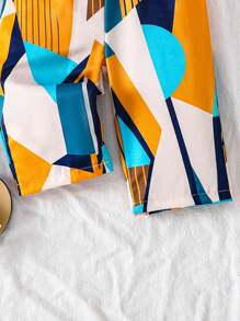 Baby Mädchen ärmelloses Rüschen Saum Jumpsuit mit geometrischem Muster, Urlaubsstil - Verschiedenfarbig - Übersicht 6