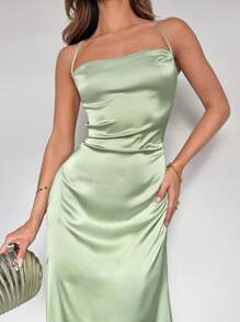 Roylia 性感细肩带紧身高品质连衣裙 - 綠色 - 查看 3