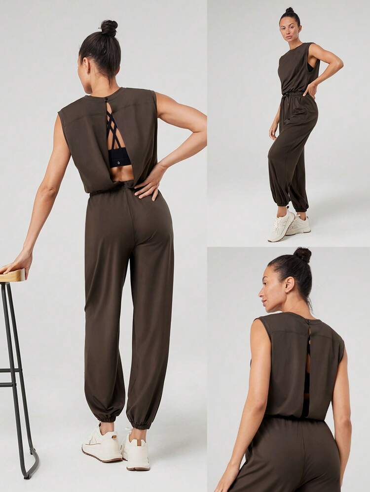 Cloudknit Adjustable Pocket Peekaboo Jumpsuit Light Support Low Impact Daily Casual Black Jumpsuit Summer Jumpsuit Maternity Jumpsuit Elegant Jumpsuit Jumpsuits For Woman
