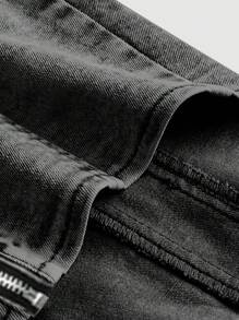 SHEIN MOD Women Distressed Sweetheart Collar Sleeveless Denim Top - Black - View 4