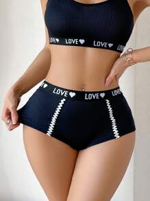 EasyFave 3pcs Women's Comfortable Soft Letter Patchwork Hipster Briefs