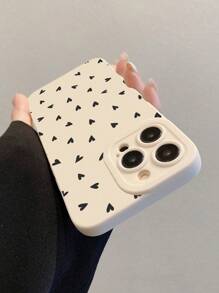 Nat Orona 1pc Fashionable Beige Heart Pattern Phone Case - White - View 2