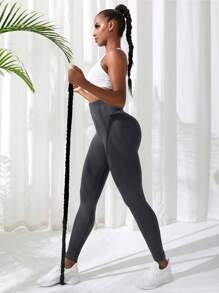Slayform Women's Solid Color High Waist Seamless Leggings - Dark Grey - View 4