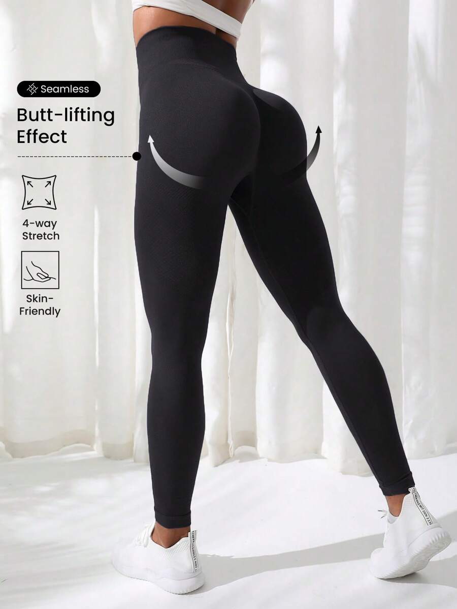 Gameset SHEIN Sport Soft Leggings For Women - High Waist Wideband Tummy Control No See Through For Hiking Workout Running Cycling Yoga Pickleball Exercise Casual - Black - View 1