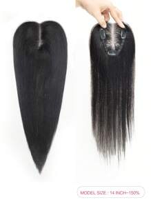 Topper de cabello natural con base de encaje transparente de 3*4 pulgadas, peluca invisible con raya libre para mujeres, extensión de cabello - SNatural - Ver 5