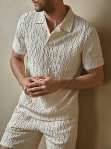 Manfinity VCAY 2pcs Men's Slim Fit Turndown Collar Short Sleeve Casual Polo Shirt Set, Suitable For Summer