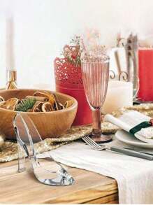 SHEIN 1pc Acrylic Glass Slipper Birthday Gift Home Decoration Crafts High Heels Wedding Figurines Miniature Decorations Party Supplies Decoration - White - View 5